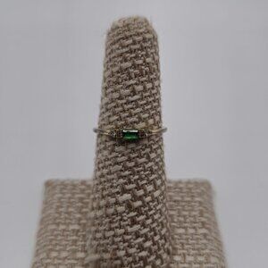 Size 6 Worn Gold Plated Over Sterling Silver Cubic Zirconia Ring A2906